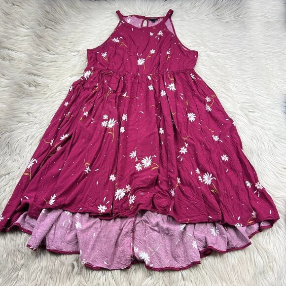 Torrid Floral Challis High Neck Hi-Low Fit Flare Dress - Picture 2 of 8